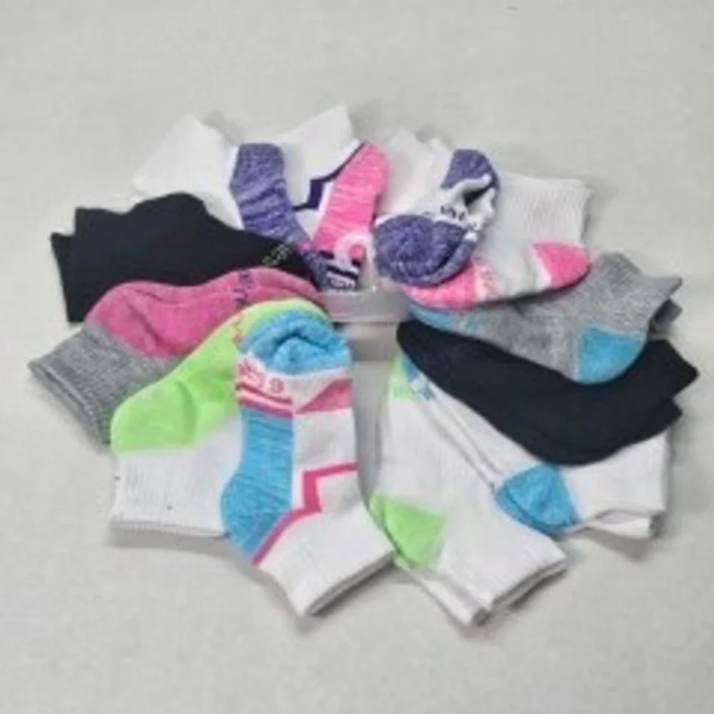 Hanes Cool Comfort Mesh Athletic Socks Ankle Cut Multi Color Girls 12 Pack Sz S‎